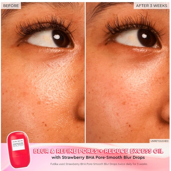 GLOW RECIPE STRAWBERRY 🍓 BHA PORE - SMOOTH BLUR DROPS SERUM NWT - Picture 5 of 11
